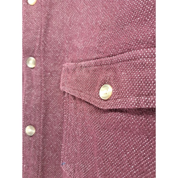 Goodfellow Shirt Mens Medium Maroon Red Textured Fabric Heavy Knit Button Up - Picture 3 of 13